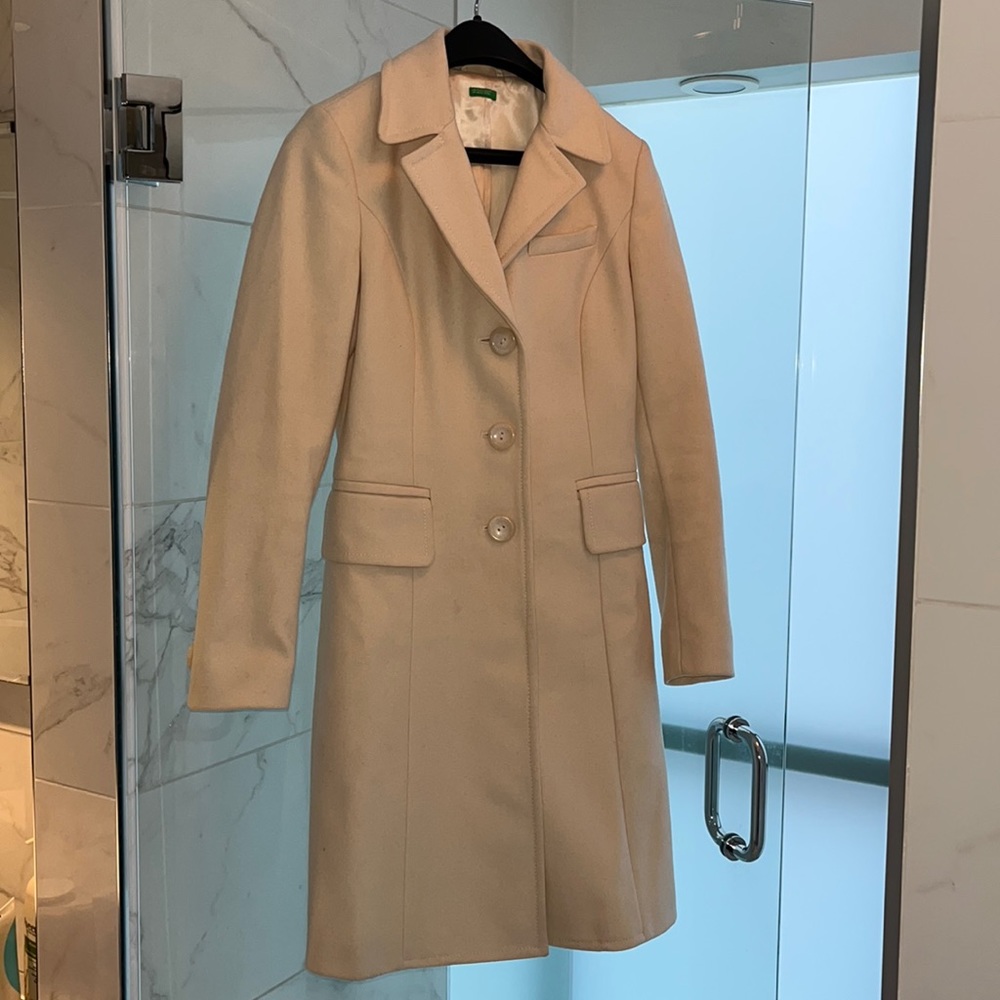 Cream wool 3/4 length coat